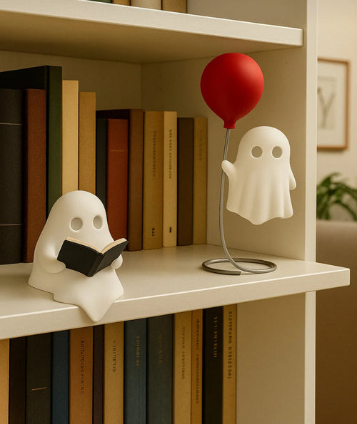 2'li Hayalet Led Biblo Seti – Dekoratif Lamba| Okuyan– Balonlu Hayalet Masa Üstü Dekor